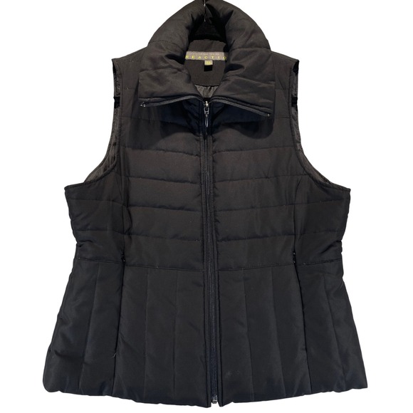 Kenneth Cole Reaction Jackets & Blazers - Kenneth Cole Reaction Black Quilted Puffer Vest Women M Medium Full Zip Collar